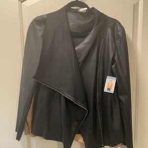 Mote Black Lightweight Faux Leather Jacket- Large